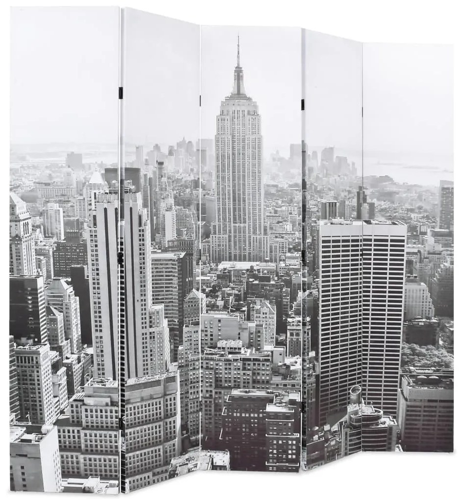 fekete-fehér New York mintás paraván 200 x 170 cm