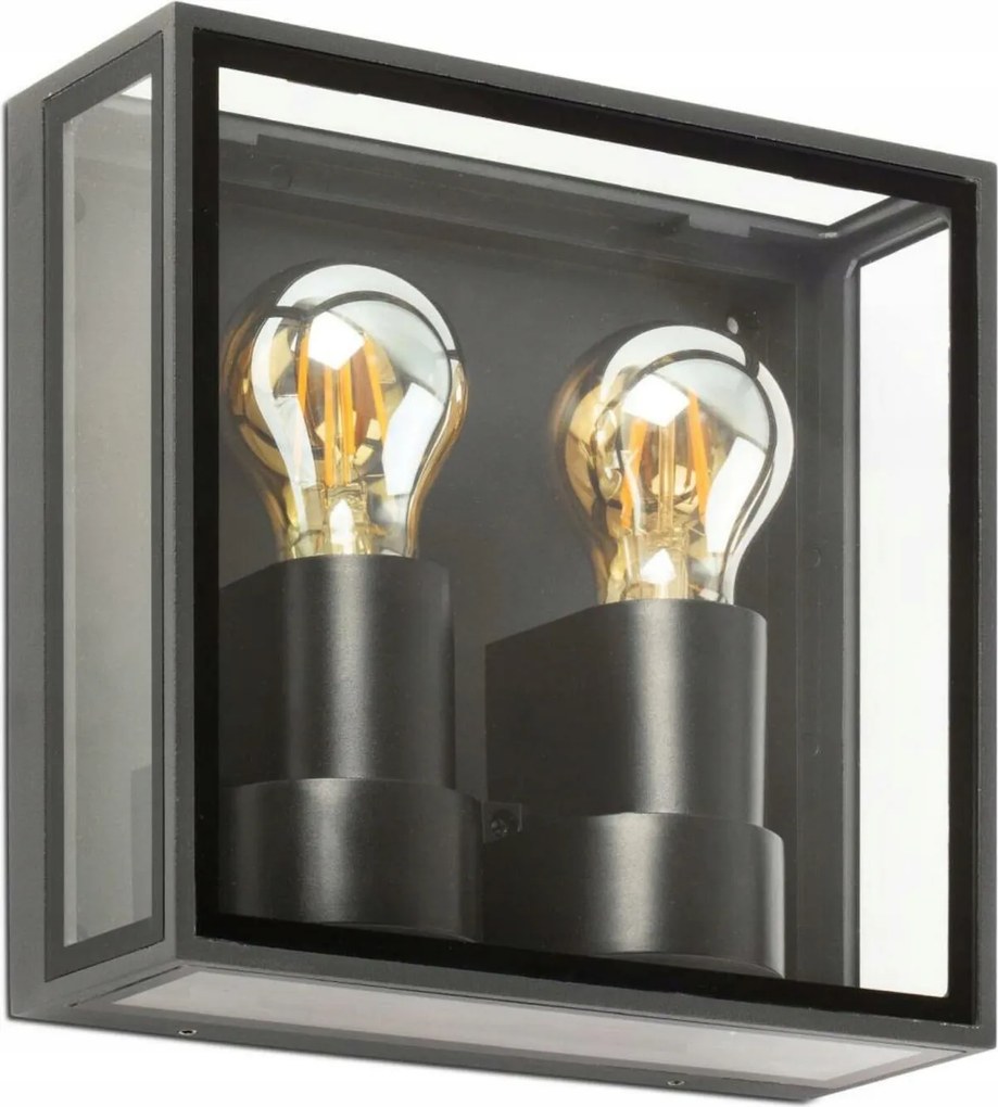 Faro Pomo fali lámpa, sötétszürke, 2xE27, IP65, alumínium/üveg