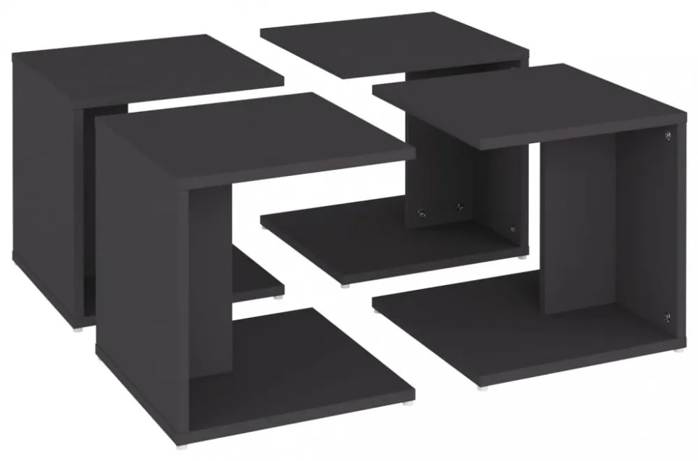 4 db szürke szerelt fa dohányzóasztal 33 x 33 x 33 cm