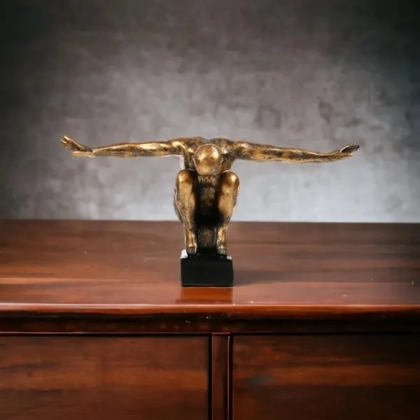 Asztaldísz 25x41x20 cm gyanta/arany patina