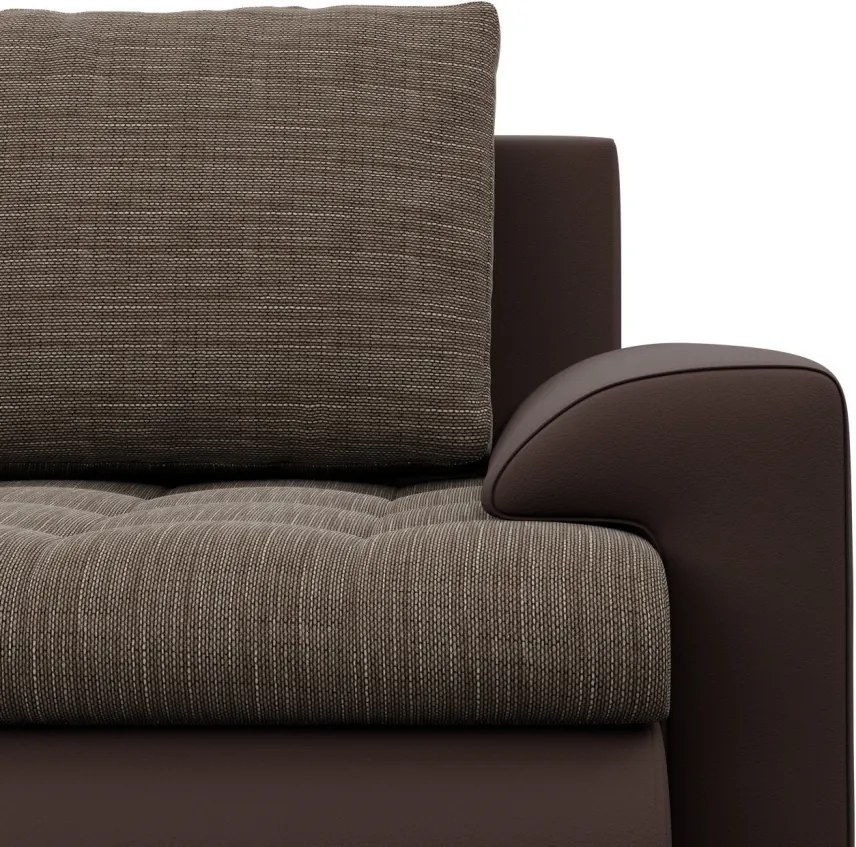 Tokio U sarokkanapé, 3 ágyneműtartóval, fonott + műbőr, baloldali, barna