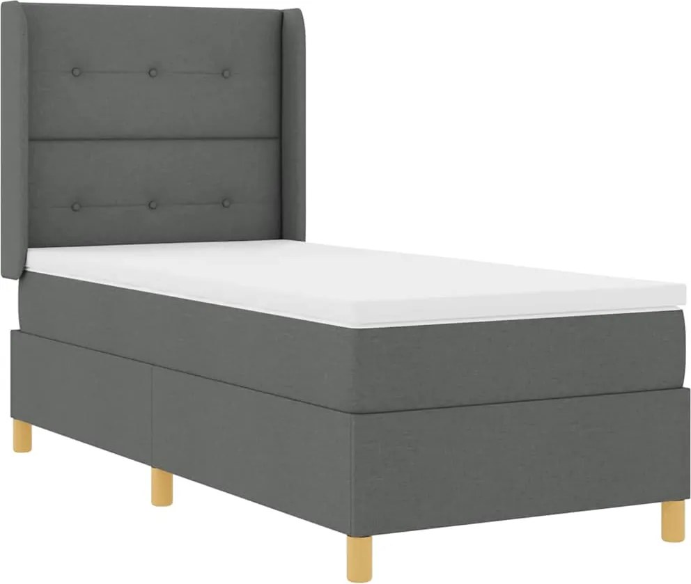 vidaXL Boxrugós ágy matracmal fejtámlával Szürke 140 x 200 cm szövet