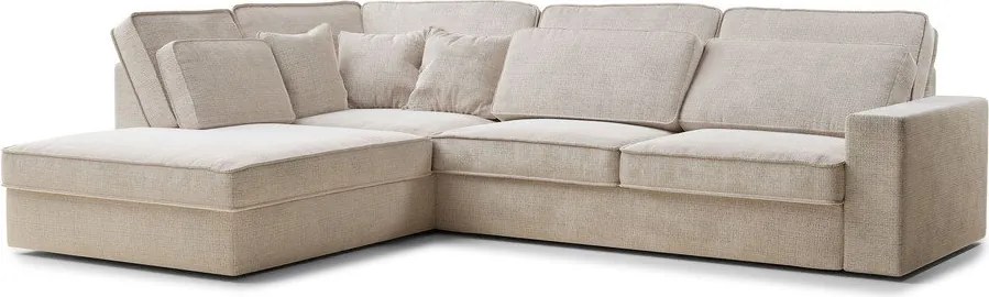 Krémszínű zsenília sarokkanapé (bal oldali-L alakú) Kirou – Maison de Rêve