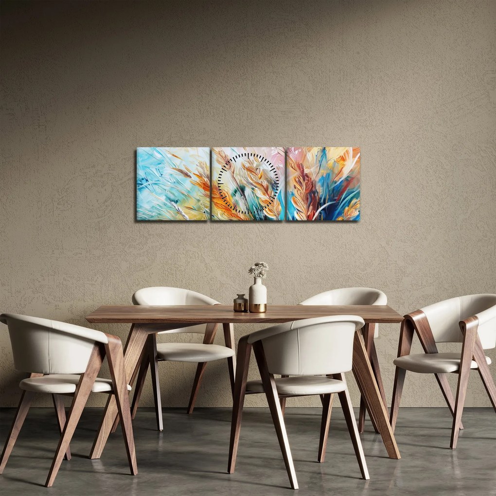 Kép - Búza, absztrakció (órával) (90x30 cm)