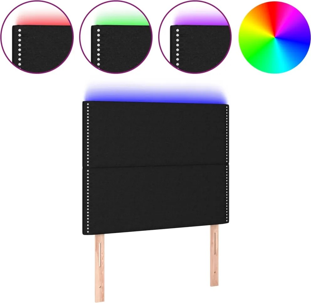 vidaXL fekete szövet LED-es fejtámla 100x5x118/128 cm