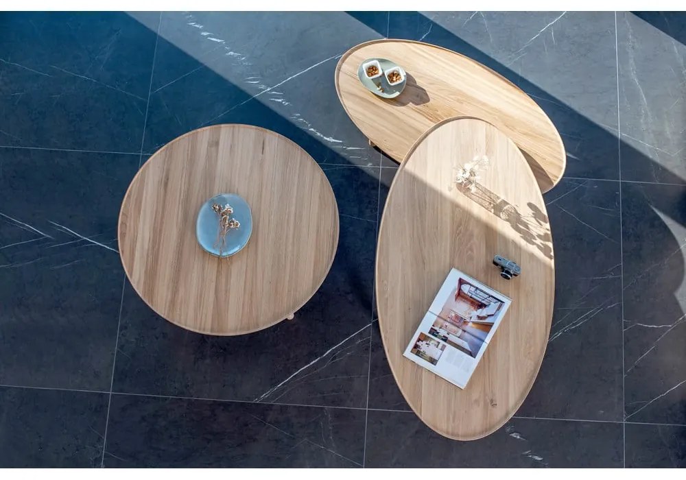 Natúr színű tölgyfa kerek dohányzóasztal ø 100 cm Mu – Gazzda