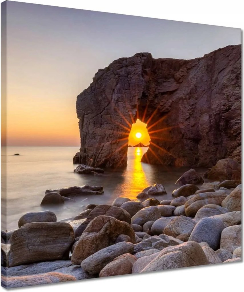 Vászonkép 40x40 Naplemente Tenger sziklák