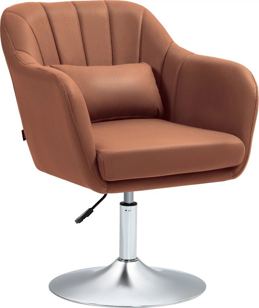 HOMCOM Relax Karosszék - Állítható Magasságú, 360°-ban Forgó Króm Fém Alap - Barna | Aosom