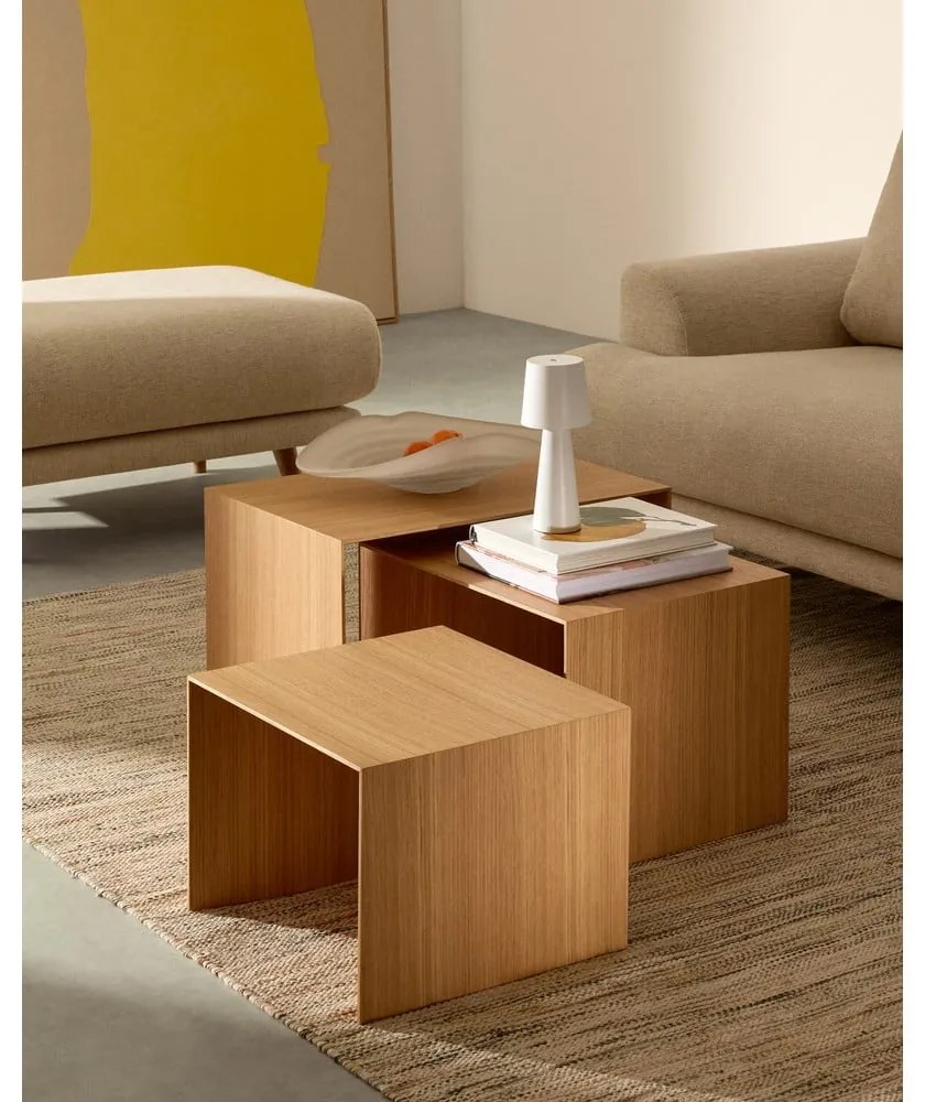 Tárolóasztal szett tölgyfa dekorral 3 db-os 40x60 cm Litto – Kave Home