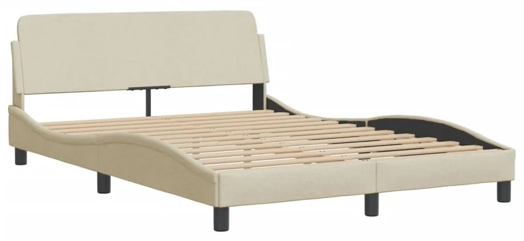 krémszínű szövet ágykeret LED-ekkel matrac nélkül Hvar 160 x 200 cm