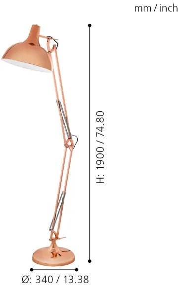 Eglo 94705 - Állólámpa BORGILLIO 1xE27/60W/230V