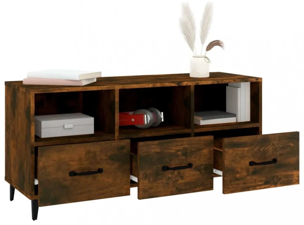 füstös tölgy színű szerelt fa TV-szekrény 102 x 35 x 50 cm