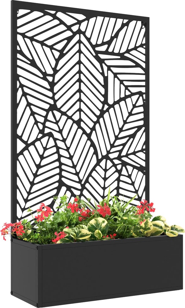 Outsunny magaságyás ültető, fali virágágy fém, kertifuttató 61 x 23 x 113 cm teraszra, virágcserép kúszónövényekhez, virágokhoz | Aosom