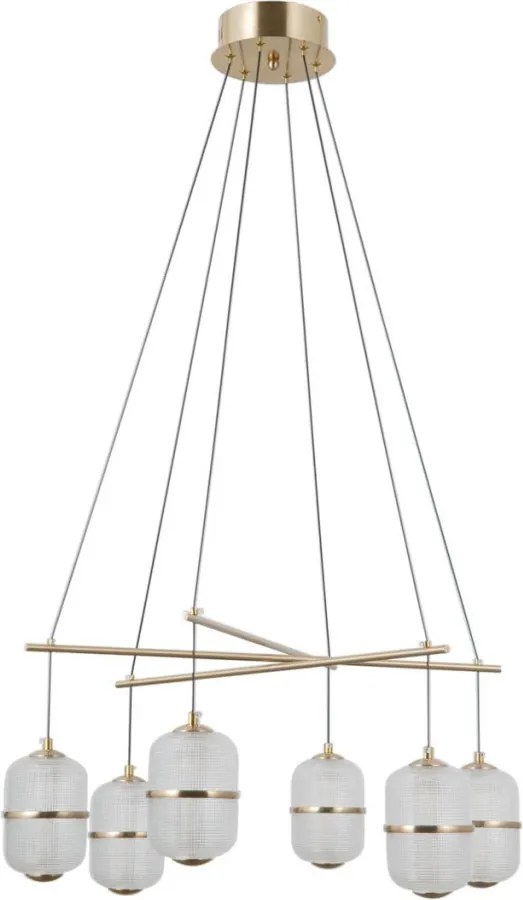 ITALUX PND-34375-6-HBR ALANI Többágú Függesztett Lámpa Átlátszó, Arany LED IP20