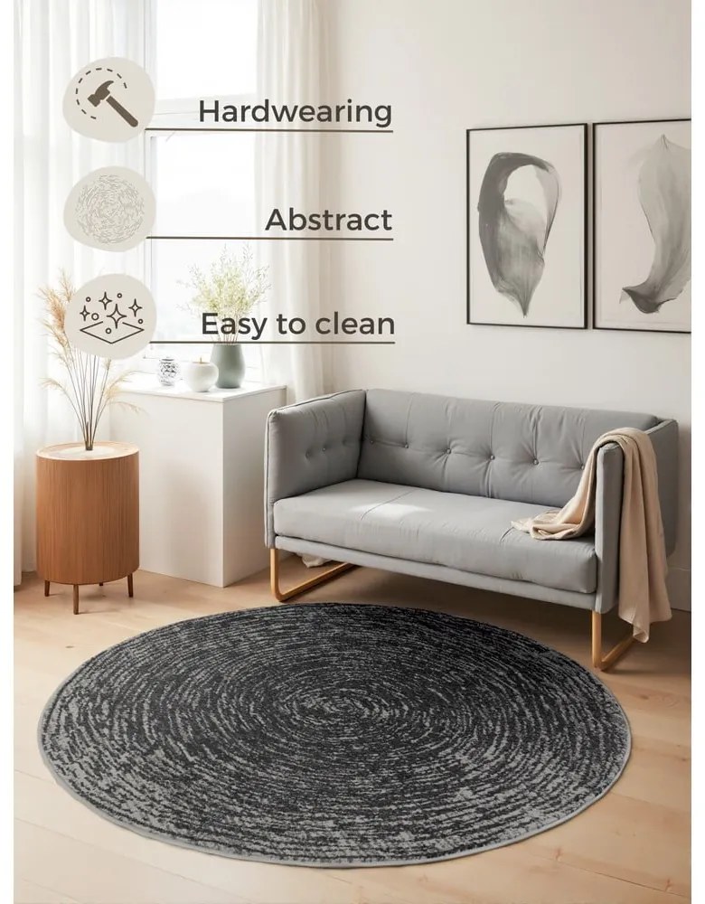 Szürke kerek szőnyeg ø 120 cm Gloria Cavallo – Hanse Home