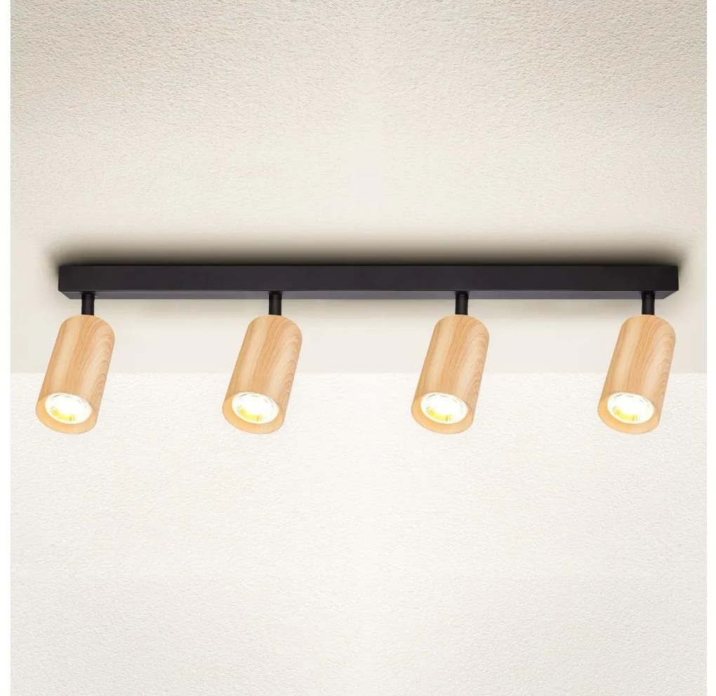 Brilagi - Spotlámpa SELE 4xGU10/30W/230V fekete/tölgy dekor