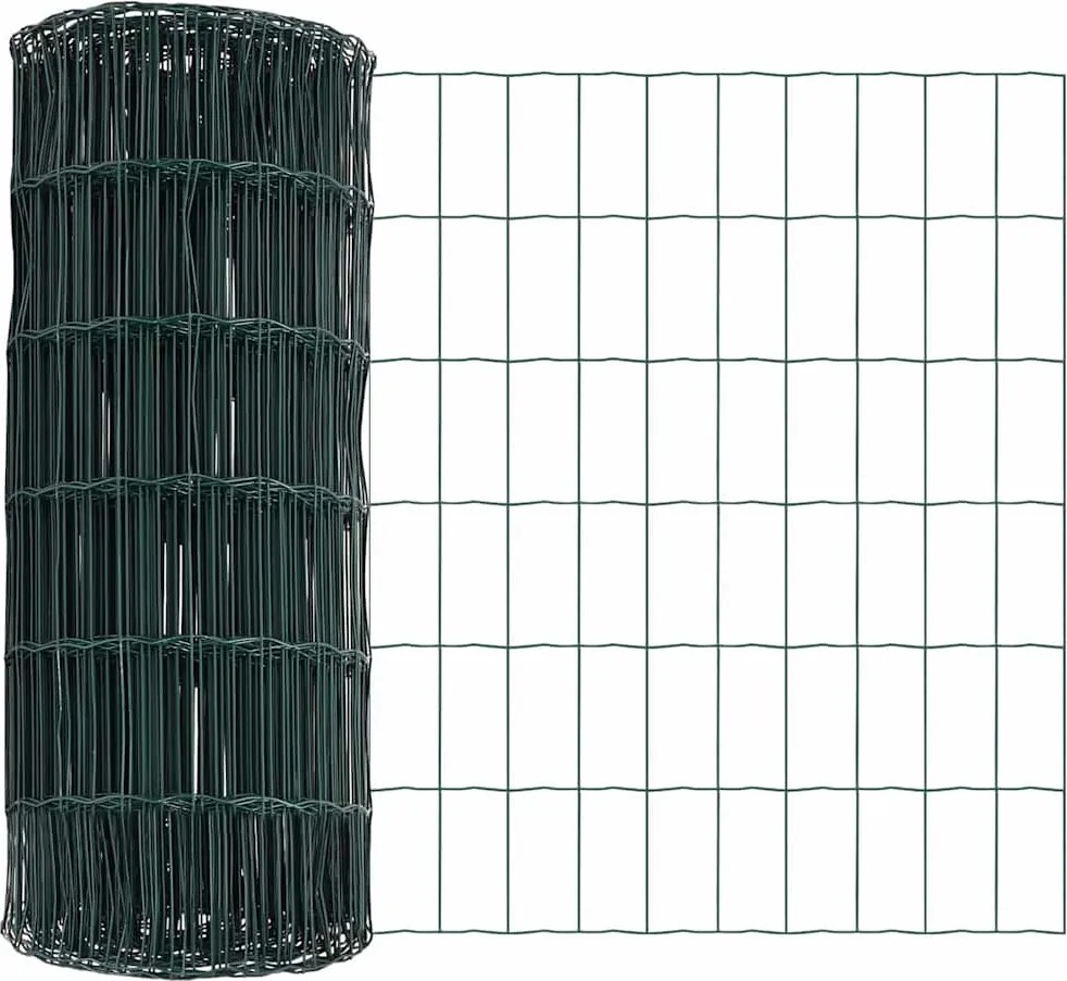 vidaXL Európai Kerítés Zöld 0,8 x 25 m PVC-bevonatú vas