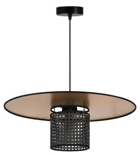 Duolla - Csillár zsinóron TOKYO RATTAN 1xE27/15W/230V átm. 50 cm arany/fekete