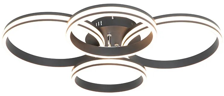 Mennyezeti lámpa fekete, beépített LED-del, 3 fokozatú fényerő-szabályozóval, 4 lámpás - Navara