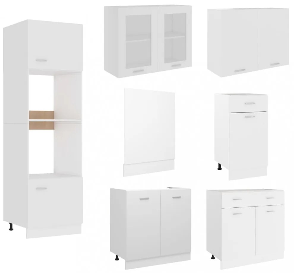Lyon 7 részes fehér szerelt fa konyhai szekrénygarnitúra