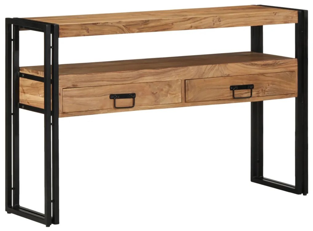 vidaXL Konzolasztal fiókkal Barna 120 x 33 x 75 cm tömör akácfa