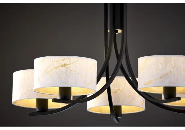 Jupiter 2104 - ARTHUR láncos csillár 5xE27/15W/230V fehér/fekete/márványmintás