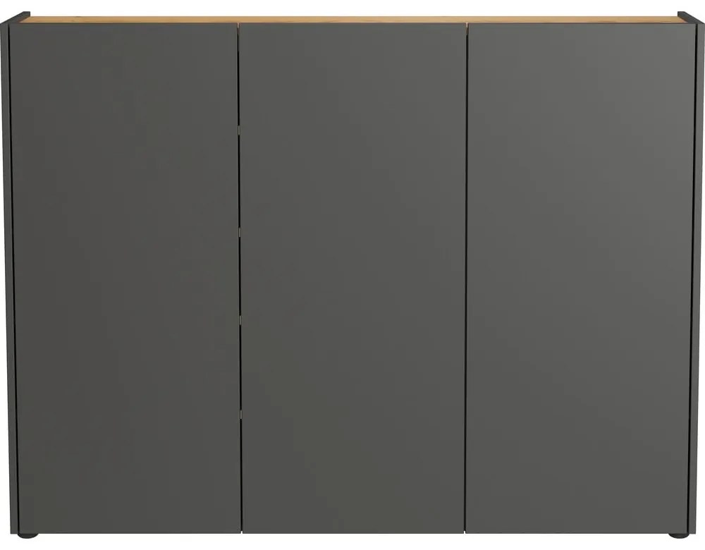 Antracitszürke cipőtartó tölgyfa dekorral 138x105x25 cm Libbiano – Germania