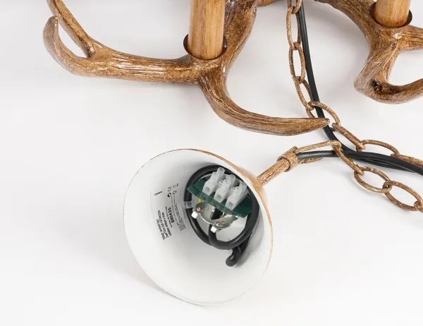 Brilagi - Láncos csillár DEER 6xE14/10W/230V, átm. 70 cm, agancs