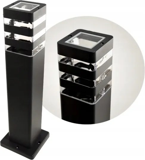 Kerti álló lámpa LED-es kerti oszlop E27 50cm Fekete vízálló