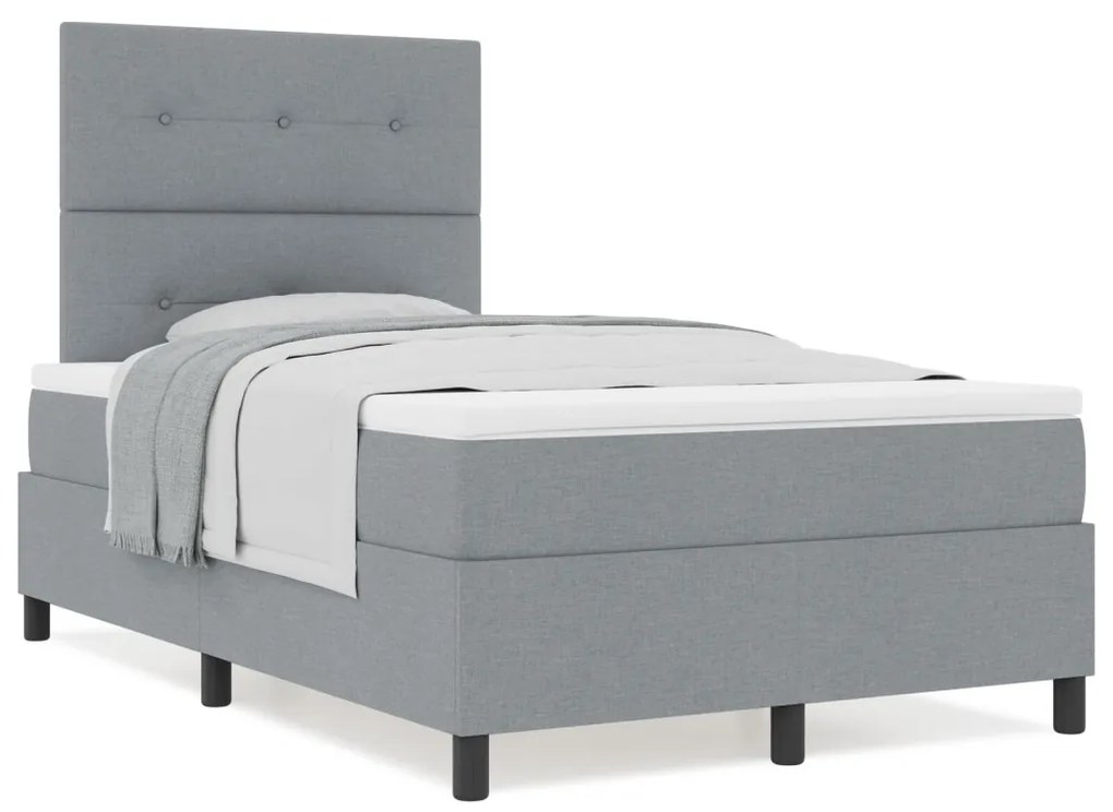 Boxspring Ágy Matraccal Világosszürke Kis Kétszemélyes Szövet