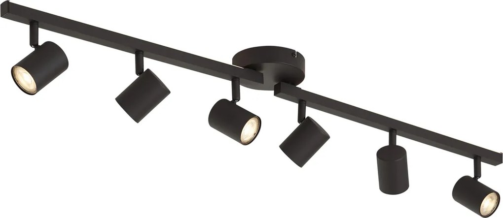Modern fekete 6 égős GU10 50mm mennyezeti spotlámpa háttérvilágítással és 3 állású kapcsolóval - Back Up