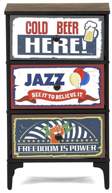 Többszínű MDF Komód 45×30×77 cm. AUK-W2001 BK