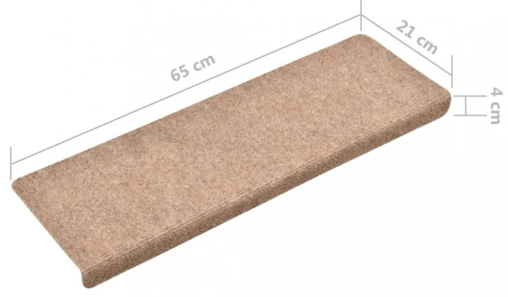 15 db öntapadós lépcsőszőnyeg, krémszínű, téglalap alakú széllel, 65 x 21 x 4 cm