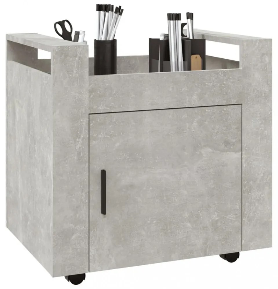 betonszürke szerelt fa asztal-kocsi 60 x 45 x 60 cm