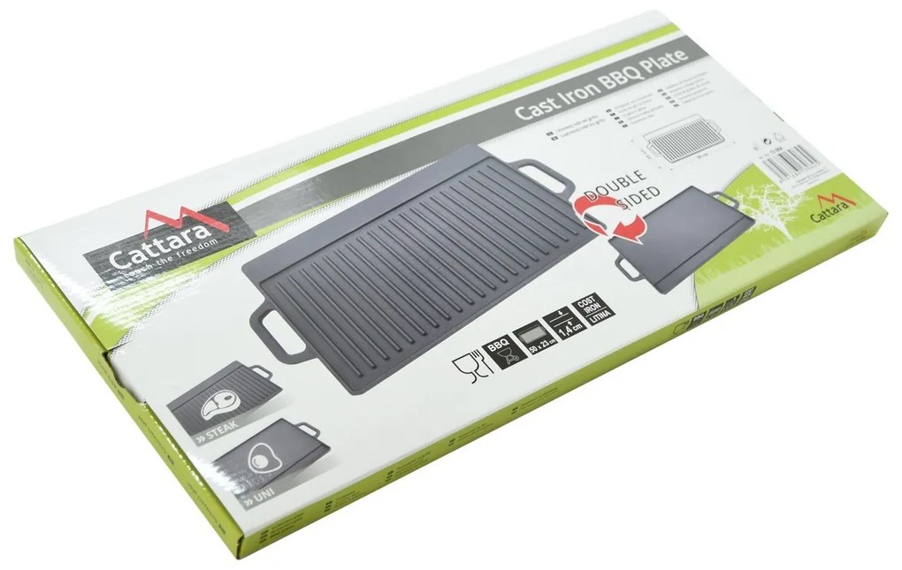 Cattara 13064 Grillező tányér fogantyúvalÖntöttvas, 50 x 23 cm