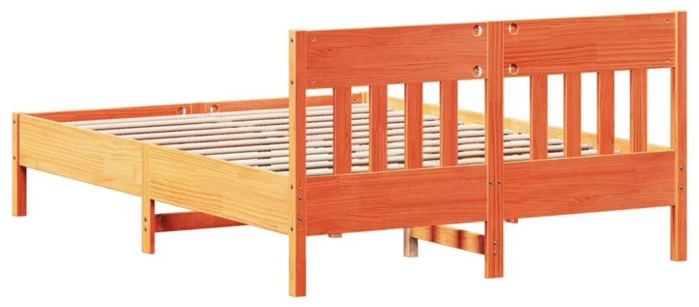viaszbarna tömör fenyőfa ágy matrac nélkül 140 x 190 cm