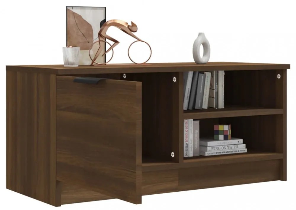 barna tölgy színű szerelt fa TV-szekrény 80 x 35 x 36,5 cm