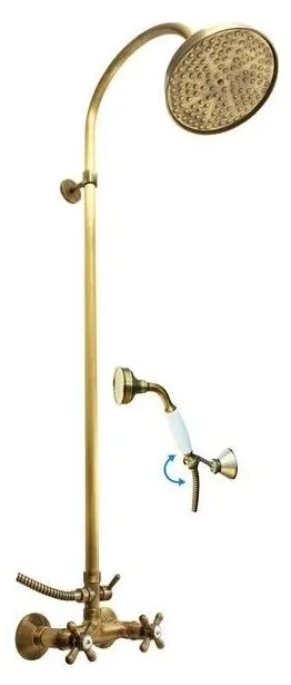 RAV Slezák MK181.5/3SM - MORAVA RETRO zuhanyszett keverőcsapteleppel, antik sárgaréz