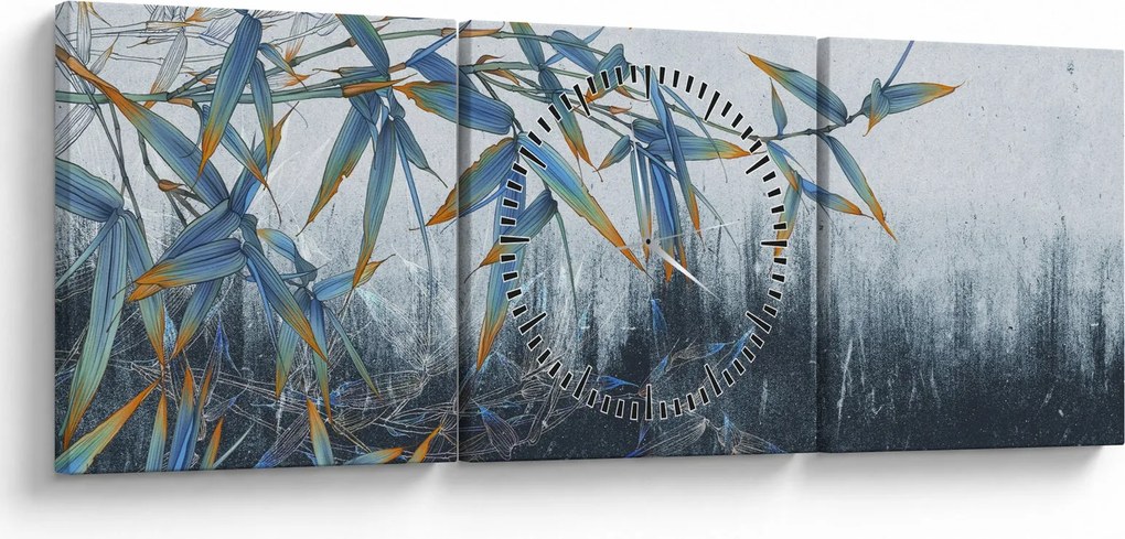 Kép - bambusz a falon (órával) (90x30 cm)