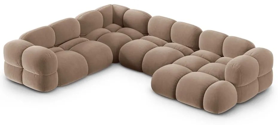 Barna bársony sarokkanapé (bal oldali-U alakú) Loretto – Cosmopolitan Design