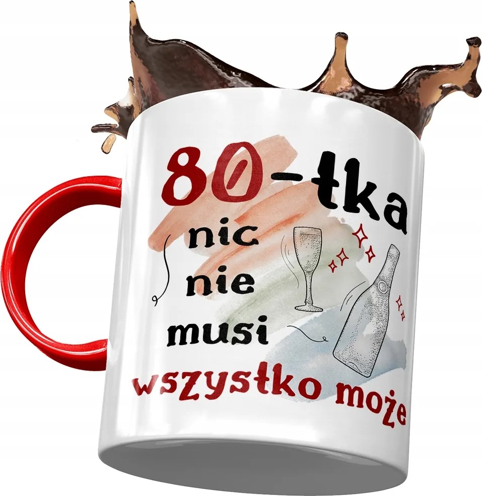 Piros Bögre Születésnapra 80 80-es 80-as Ajándék Nyomtatott Fotóval