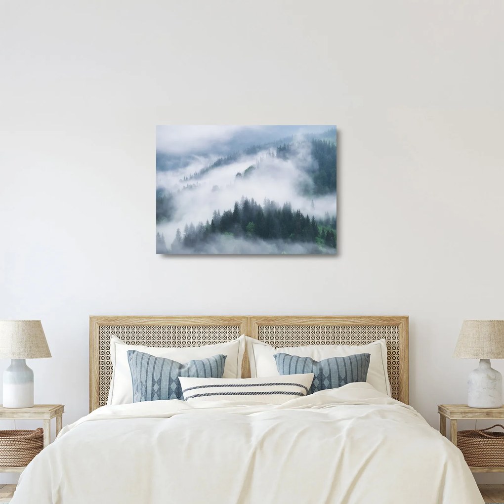 Kép - Fák a ködben (üvegen) (70x50 cm)