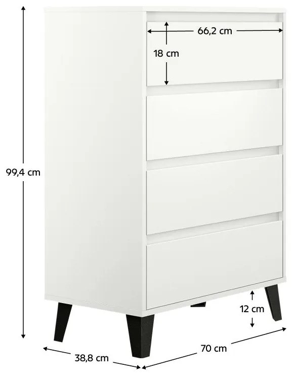 Komód Brisas 4 (fehér + fekete). 1116258