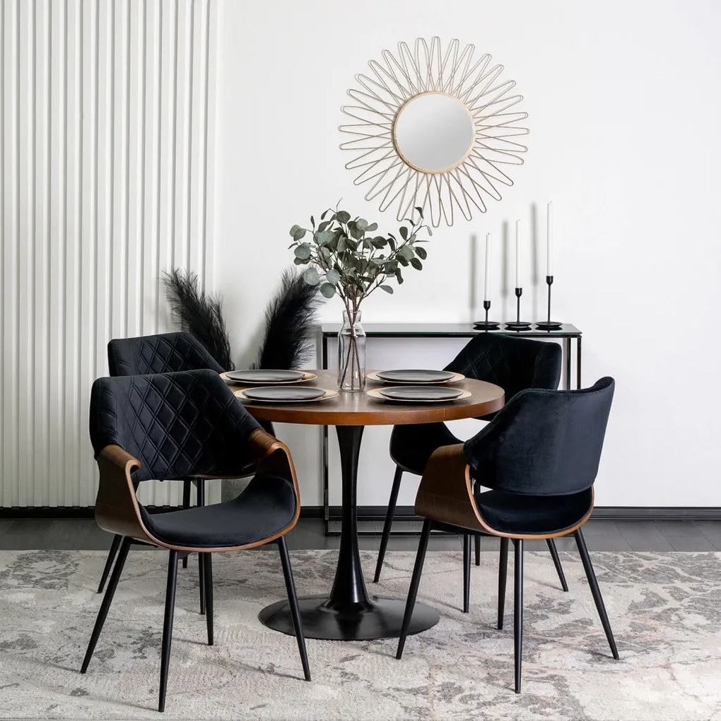 DAKOTA bársony szék fekete / dió színben