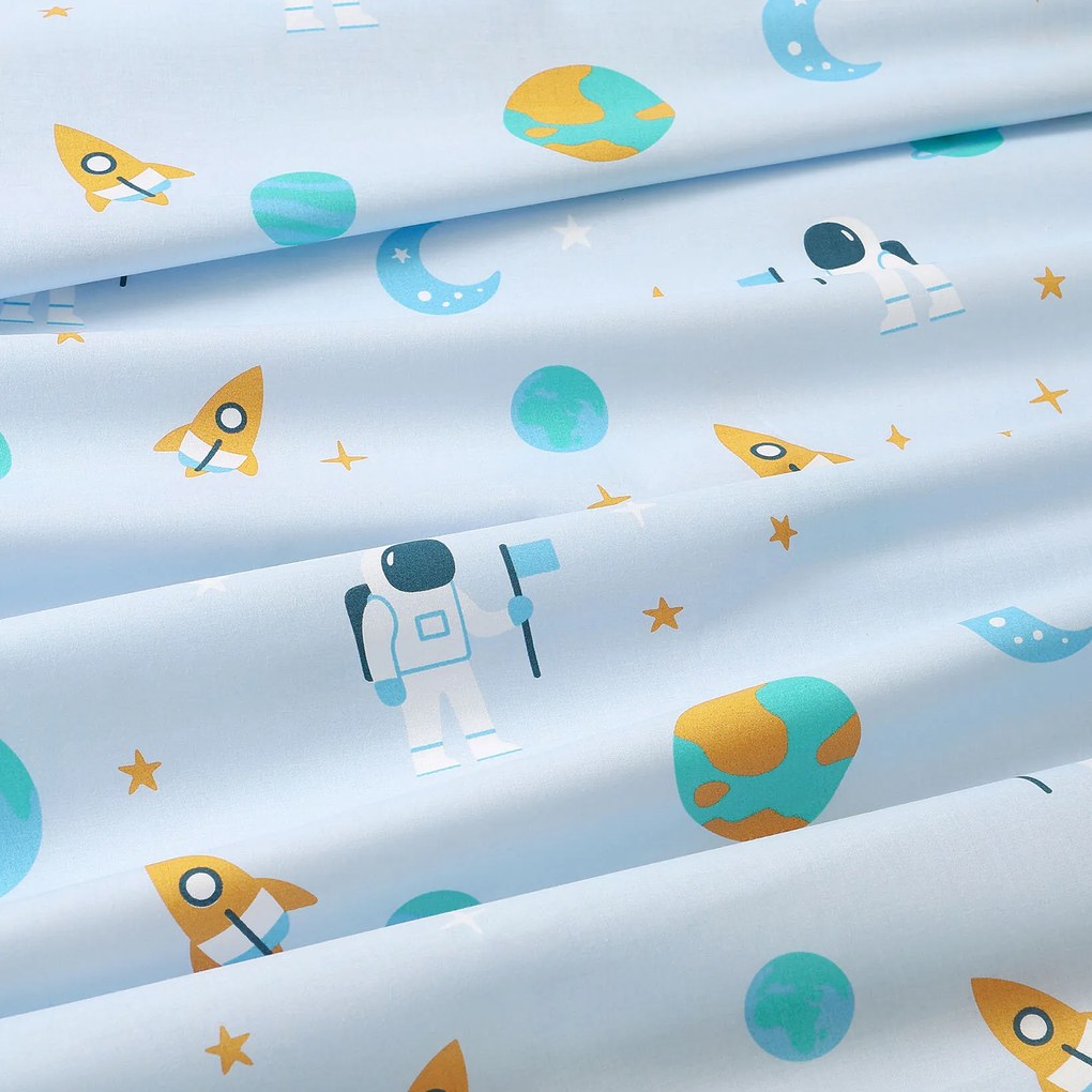 Goldea gyermek gumis pamut lepedő kiságyba - űrhajósok az űrben 60 x 120 cm
