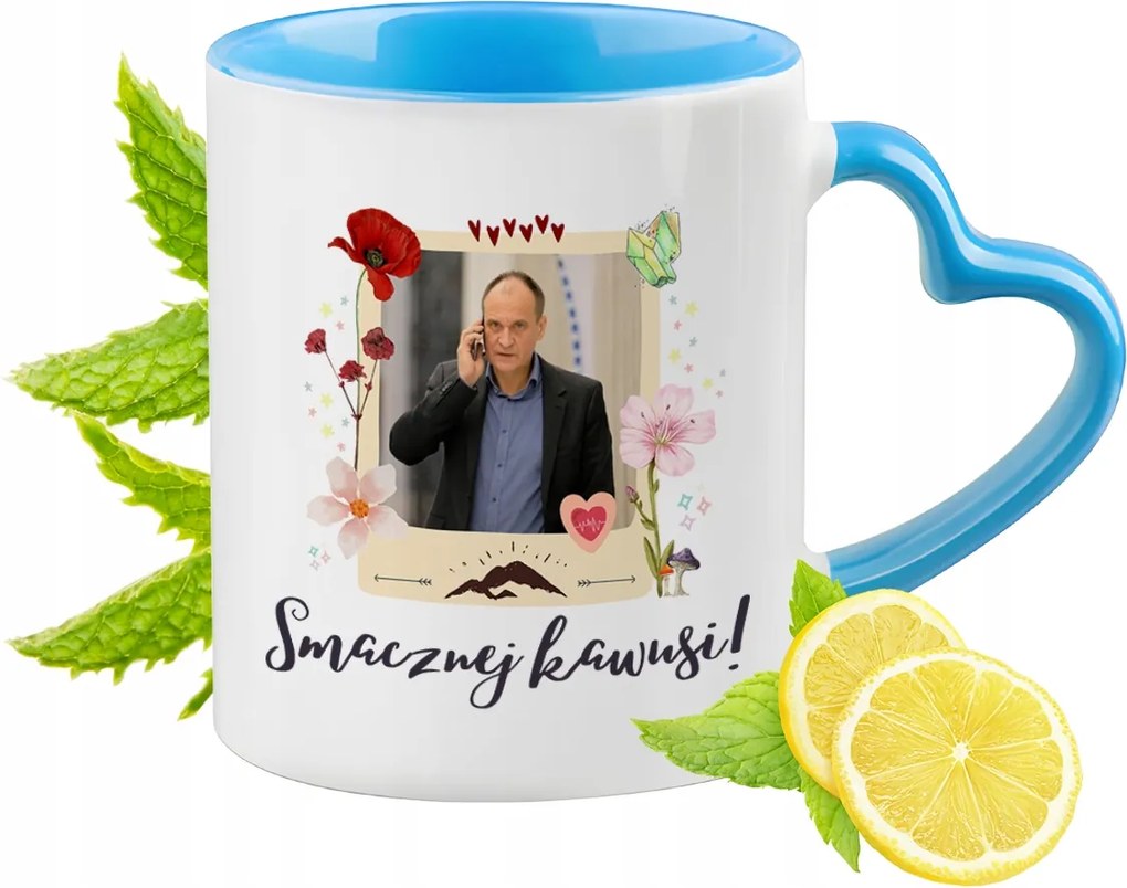 Pawel Kukiz Kék bögre szív alakú füllel Ajándék