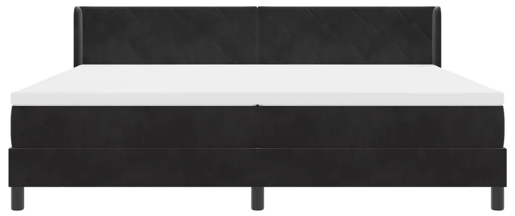 Rugós Ágy Matrac nélkül Fekete 200x200 cm Bársonyos