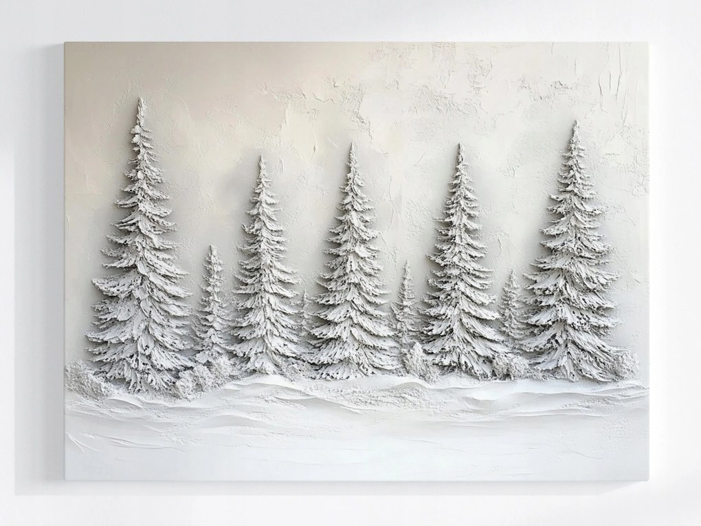 Poszter Szobor Gipsz Erdő Fák Lucfenyő Tél Hó 3D 100x75