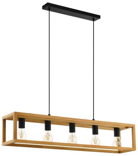 Eglo 32143 - BLACKCROWN kábeles függeszték, 5xE27/40W/230V, barna