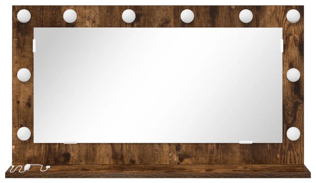 pipere tükör Füstölt tölgy, ezüst Fa, üveg 80 x 45 cm Tükör